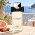 Alex Simone En Terrasse Eau de Parfum with grapefruit and sandalwood on a sunlit stone terrace overlooking the blue sea.