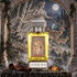 Argos Brivido Della Caccia perfume bottle before a moonlit mosaic of Artemis with her bow and deer, surrounded by birch, juniper berries, leather, and amber resin.
