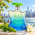 Bond No. 9’s Island with mint, basil, and white ginger flowers beside sparkling waterfront views of Manhattan.