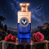 Electimuss Aquila Absolute beside raspberries and a deep pink rose on a dark pedestal, beneath a starry sky with a soaring eagle and distant classical ruins.