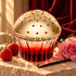 House of Sillage Chevaux d’Or on warm stone beside strawberries, a pink rose, and vanilla, against burgundy velvet in golden light.