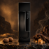Laurent Mazzone Black Oud on dark stone beside nutmeg, oud wood, and golden incense resin, with curling smoke and warm bronze lighting.