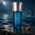 Les Liquides Imaginaires Abyssis on wet slate beside peppercorns and cedarwood, with a moonlit ocean and distant tentacle silhouette.