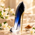 Carolina Herrera Good Girl Légère stiletto bottle with jasmine and a spoon of dulce de leche on warmly lit pale stone.